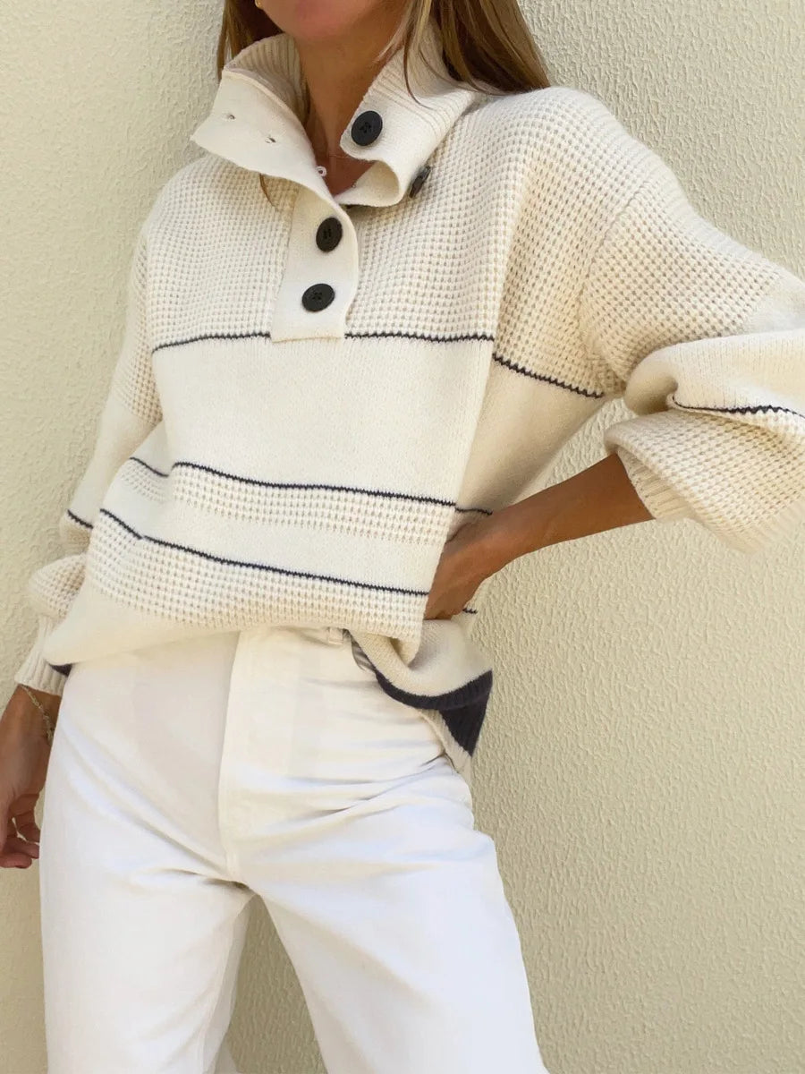 Eléna™ – Structured Knit Button Sweater