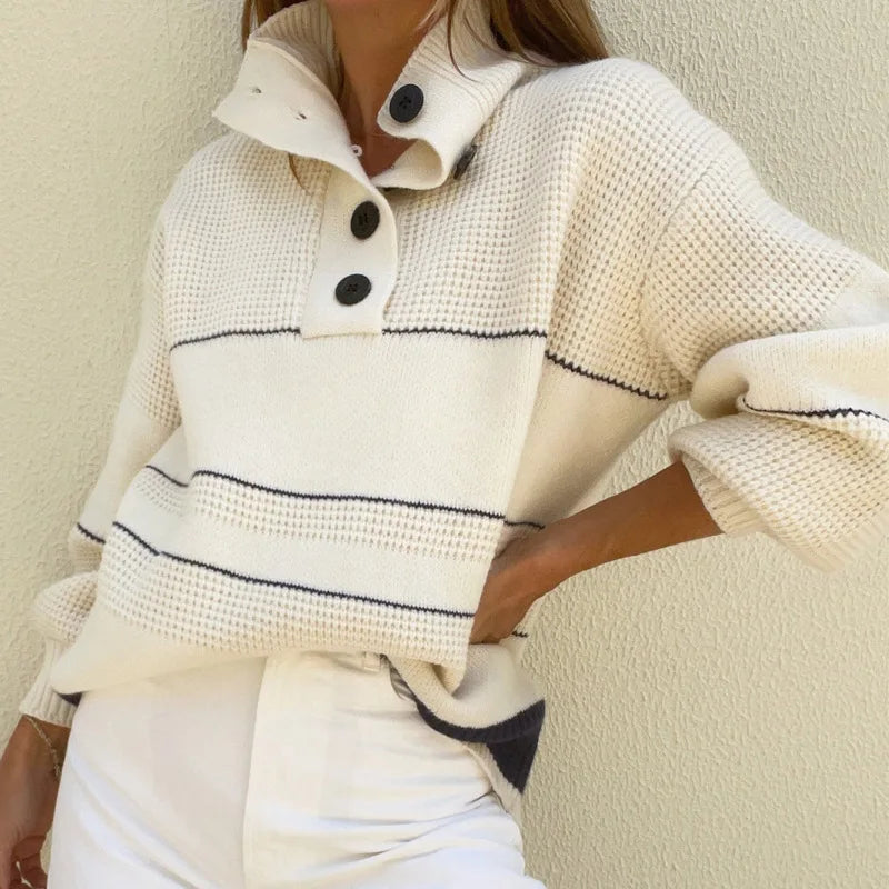 Eléna™ – Structured Knit Button Sweater