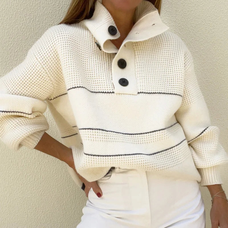 Eléna™ – Structured Knit Button Sweater
