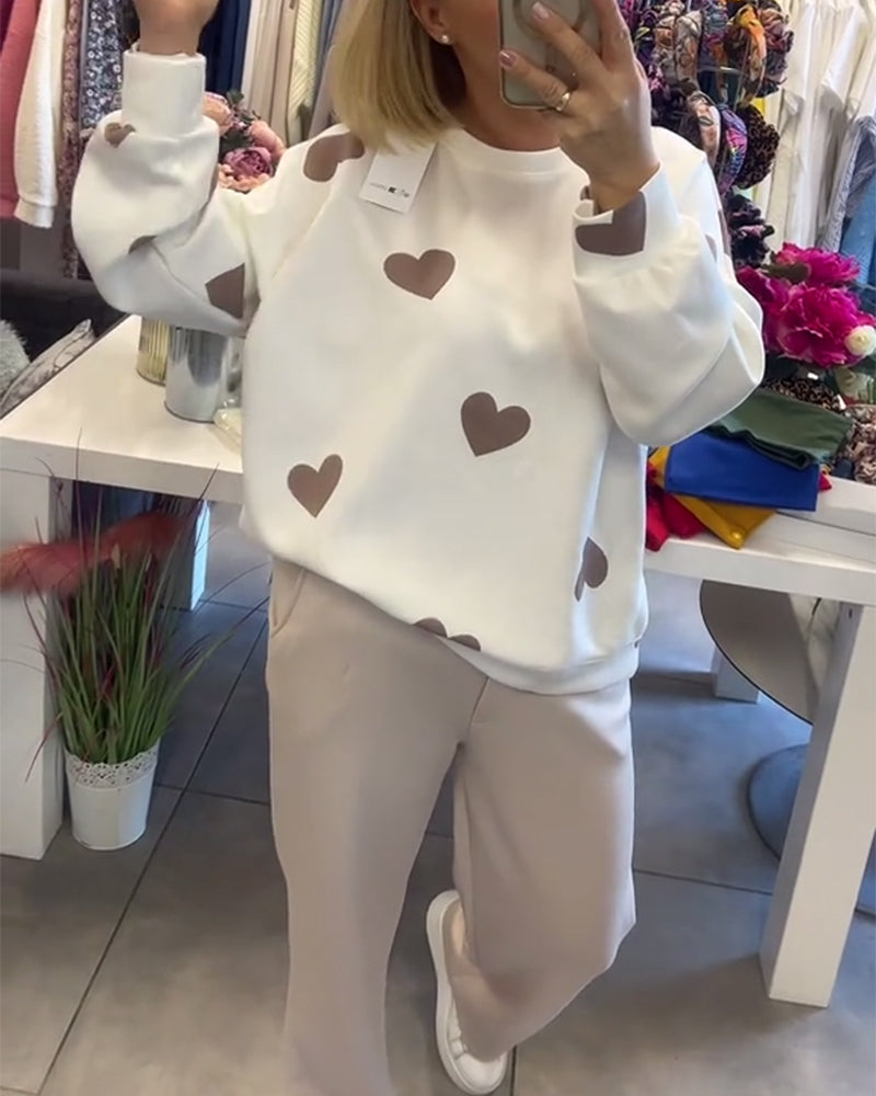 Mila™ – Cotton-Blend Sweater with Hearts