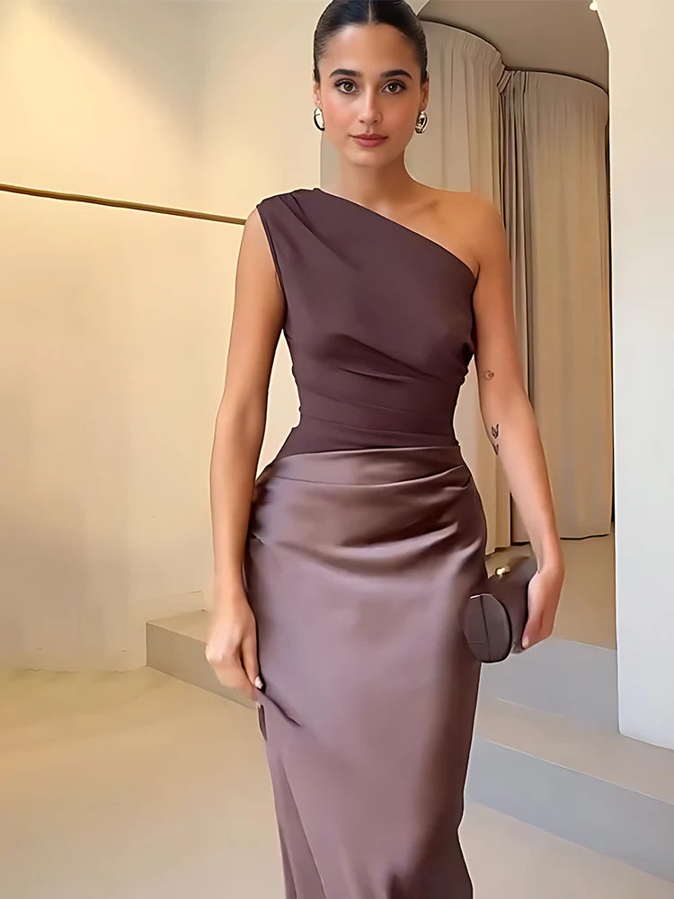Amélia™ – One-Shoulder Satin Evening Dress
