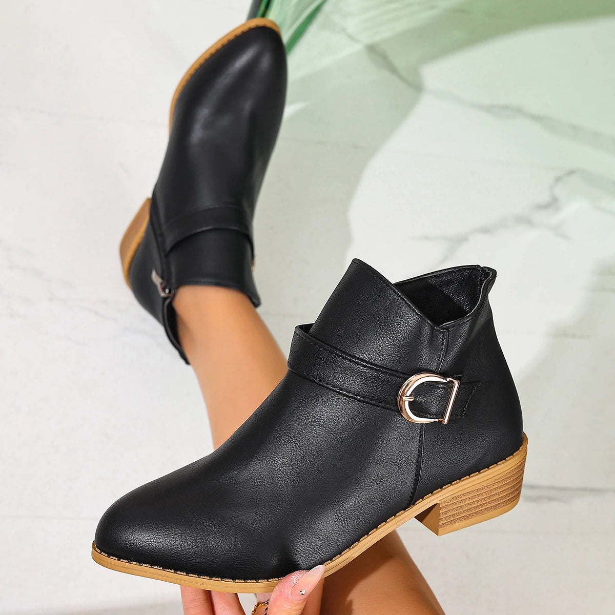 Nora™ – Orthopedic Ankle Boot with Buckle Detail