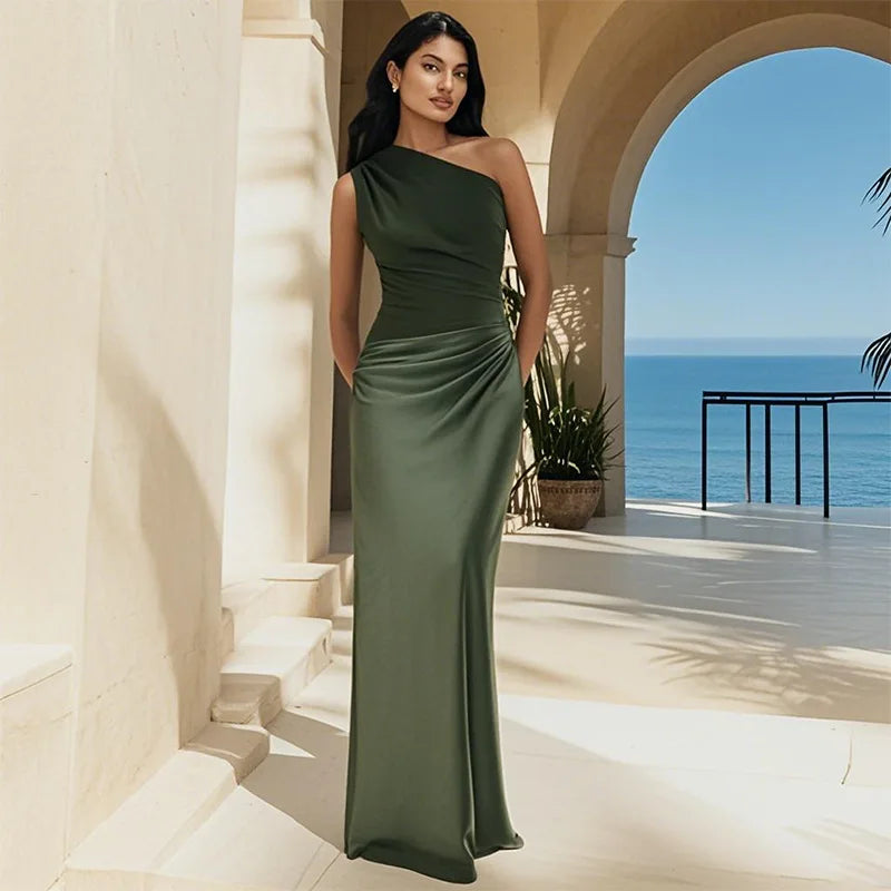Amélia™ – One-Shoulder Satin Evening Dress