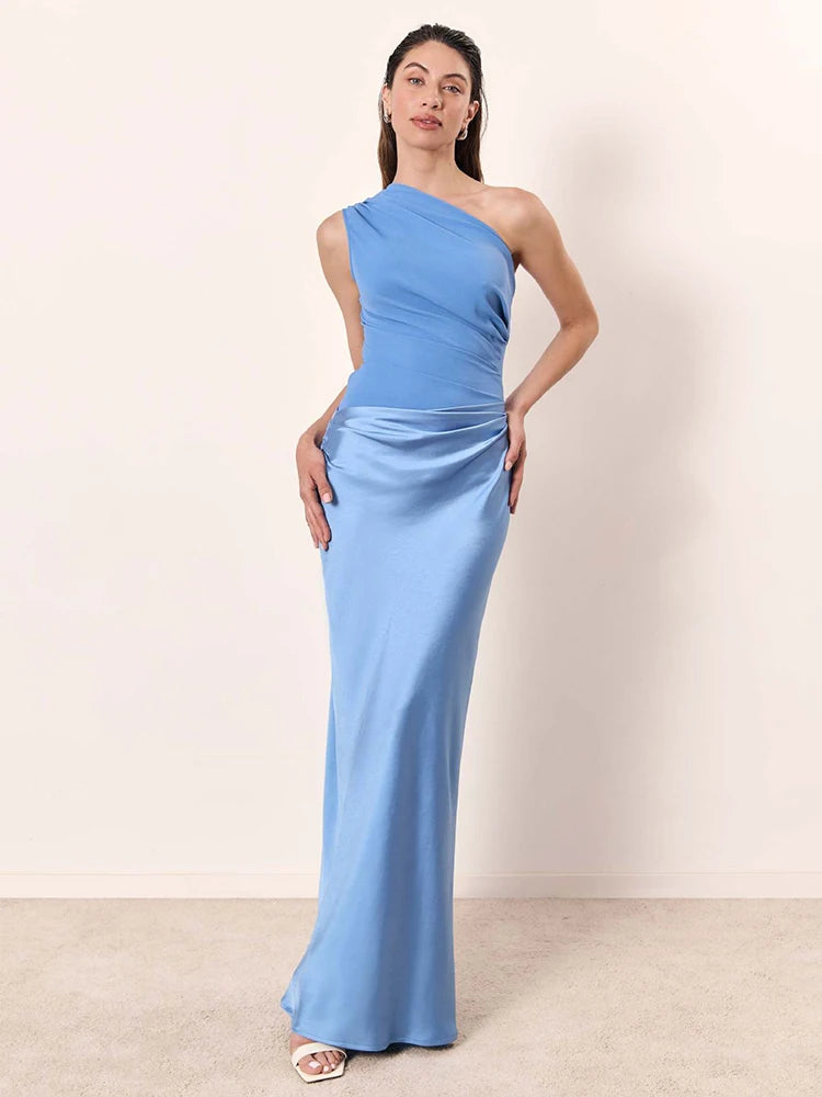 Amélia™ – One-Shoulder Satin Evening Dress
