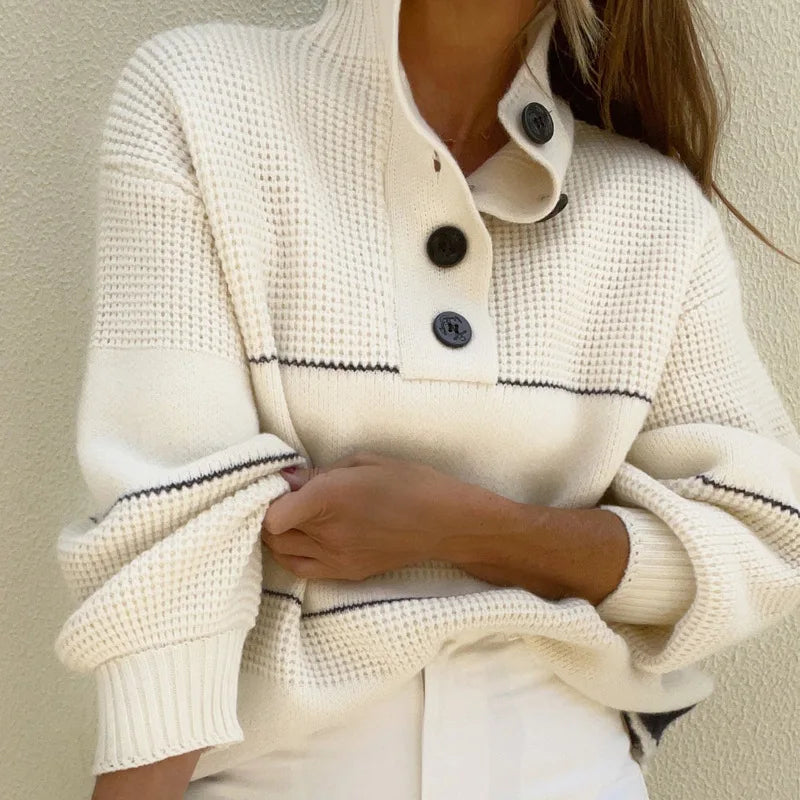 Eléna™ – Structured Knit Button Sweater