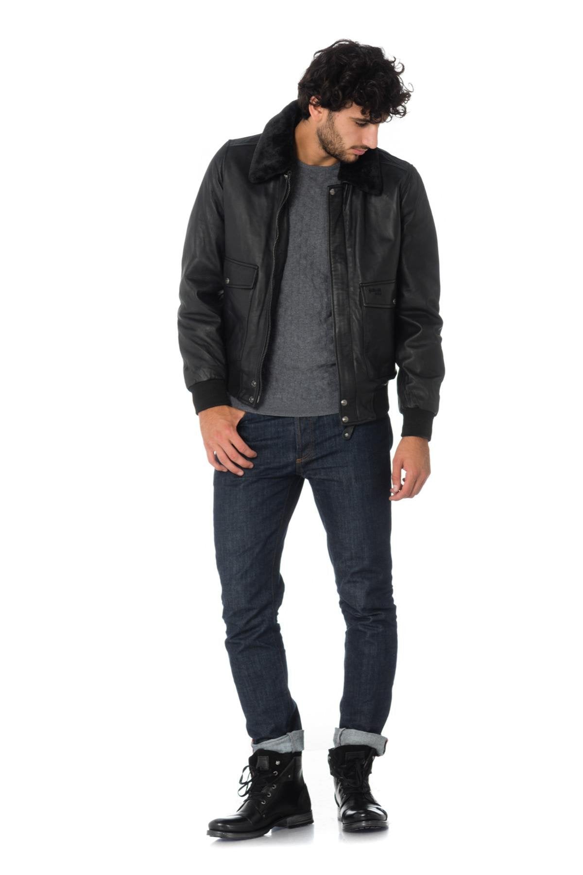 Men's Jacket Schott LCTOPGUN BLACK