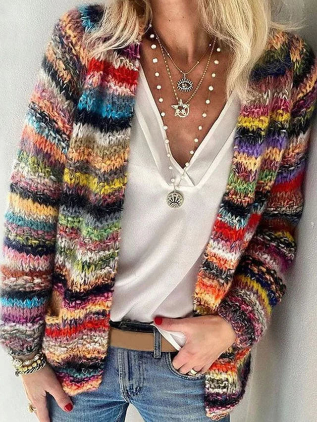 Multicolored Striped Cardigan for Women – Color, Comfort, Style